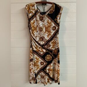 Enfocus Studio Gold and Black Baroque Midi Dress